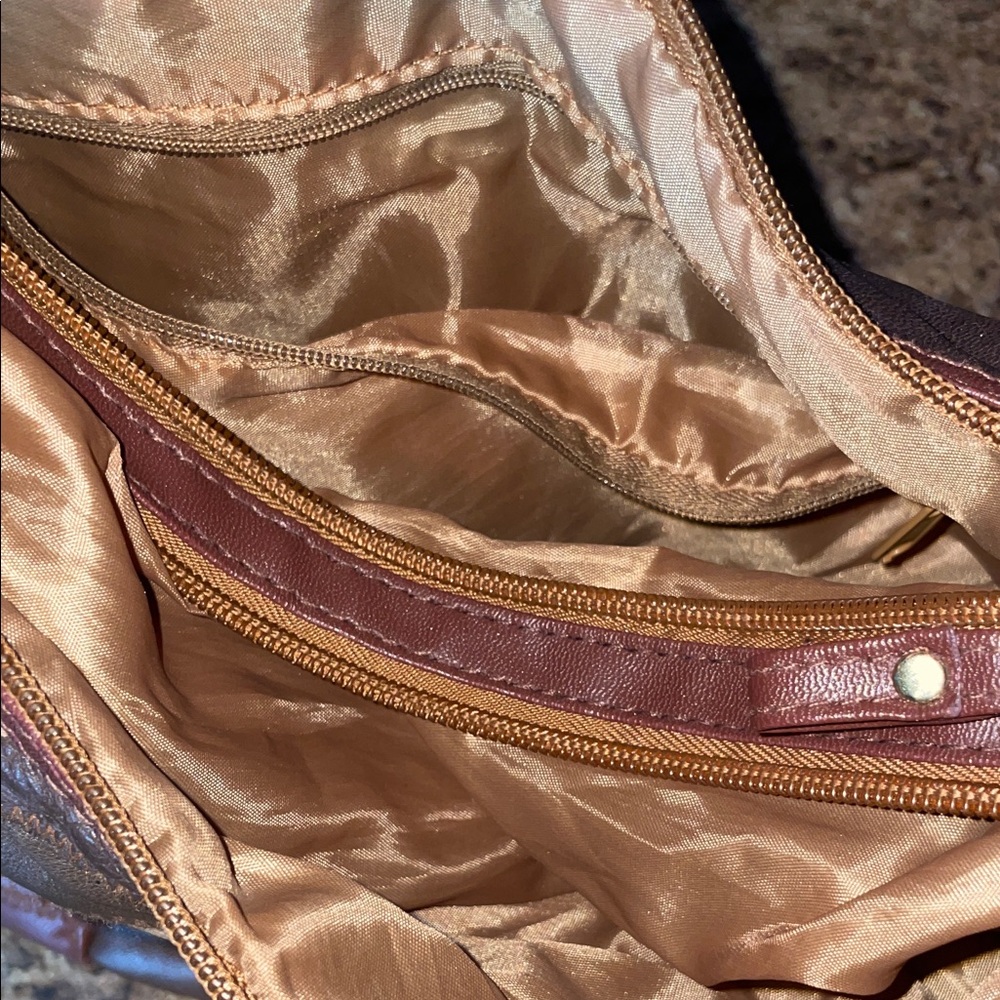 Stylish Brown Leather Patchwork Shoulder Bag - image 3